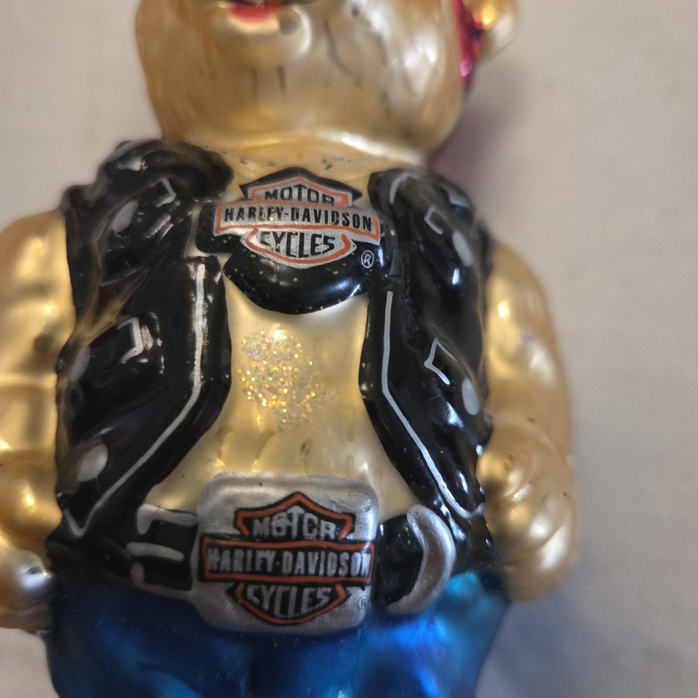 2001 Christopher Radko Harley-Davidson Bear Glass Ornament - Picture 3 of 5